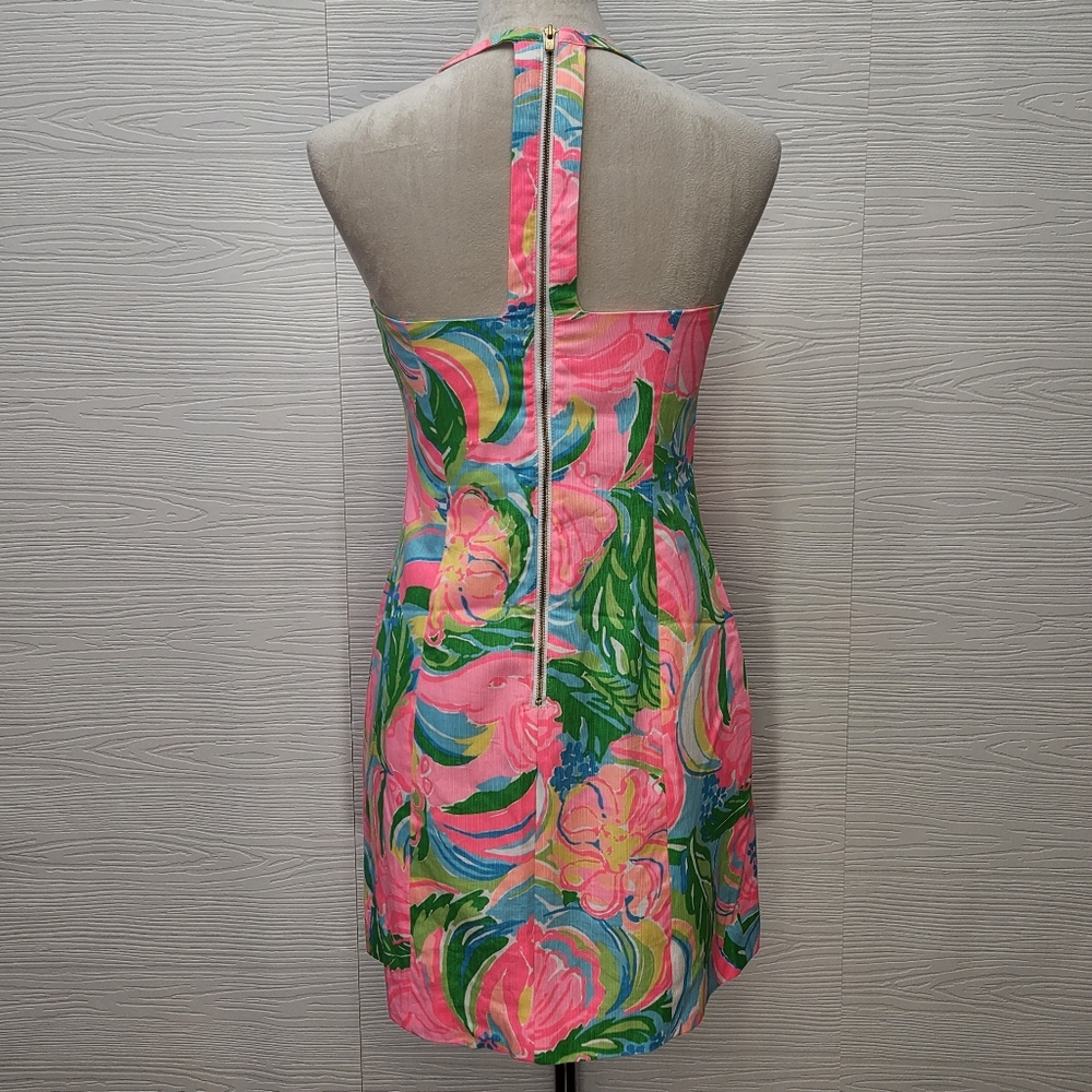 Lilly Pulitzer Cotton Back Zip Shift Dress Size 0 Strapless Racerback - Picture 12 of 12